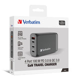 VERBATIM 4端口100W PD 3.0 & QC 3.0 GaN旅行充電器 [香港行貨] - 66967