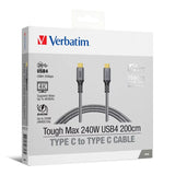 VERBATIM Tough Max 240W USB4 Type C 至 Type C 充電傳輸線 [香港行貨]