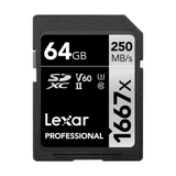 Lexar Professional 1667x SDXC UHS-II Memory Card [Licensed in Hong Kong] (Read 250MB/s) 
