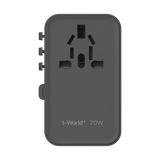 MOMAX 1-World+ 70W GaN 3插口及內置伸縮USB-C充電線旅行插座 [二年保養]