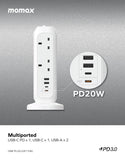 MOMAX ONEPLUG PD20W 2A2C 11-position upright extension unit [Hong Kong licensed product]