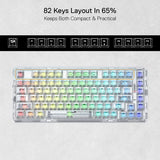 Redragon K649 PRO 82 Keys Hot-swappable 無線機構電競鍵盤 - 透明水晶軸 [ 一年保養]