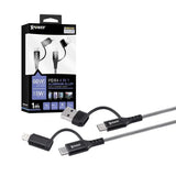 XPower PDX4 2in2 60W PD3.0 Aluminum Alloy Transmission Charging Cable - 1M [Licensed in Hong Kong]